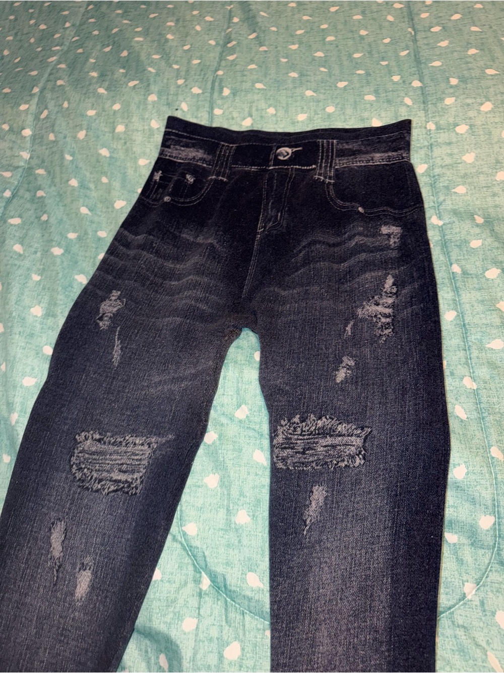 Large High-Rise Distressed Jean-look Women's Jeggings/Leggings. MUST BE BUNDLED